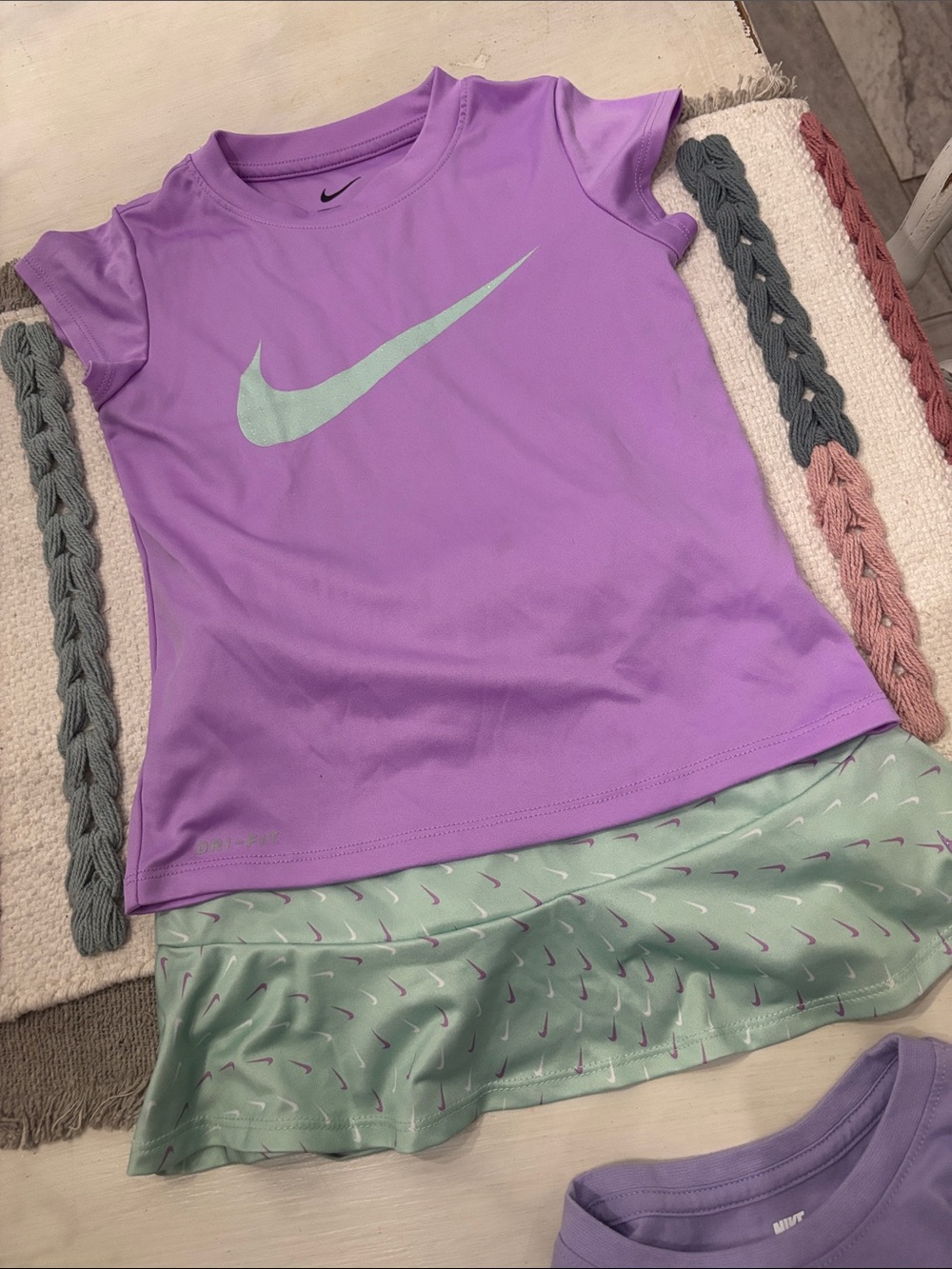 Nike Lavender Girls Athletic Tee with Mint Swoosh